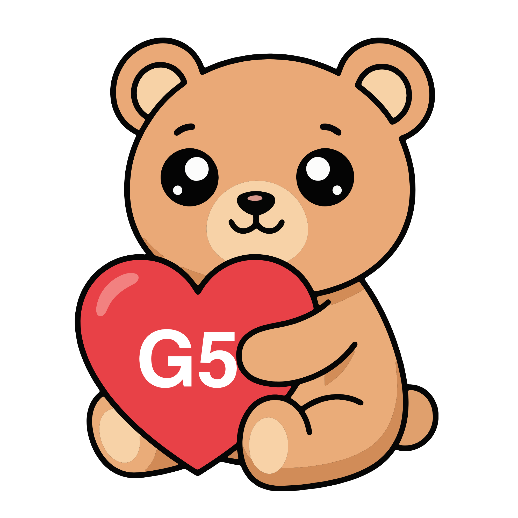Sparky the Studynest teddy bear mascot holding a heart